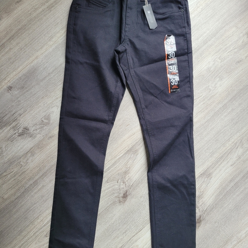 Mens NWT EMPYRE Black Jeans EXT STRETCH super skinny Size 30